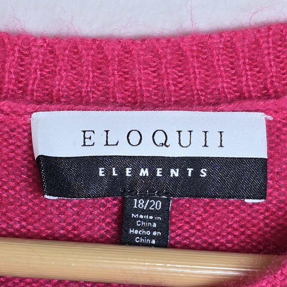 Eloquii Stripe Colorblock Fuzzy Knit Sweater Acrylic Sz 18-20 Balloon Sleeve - Picture 6 of 13